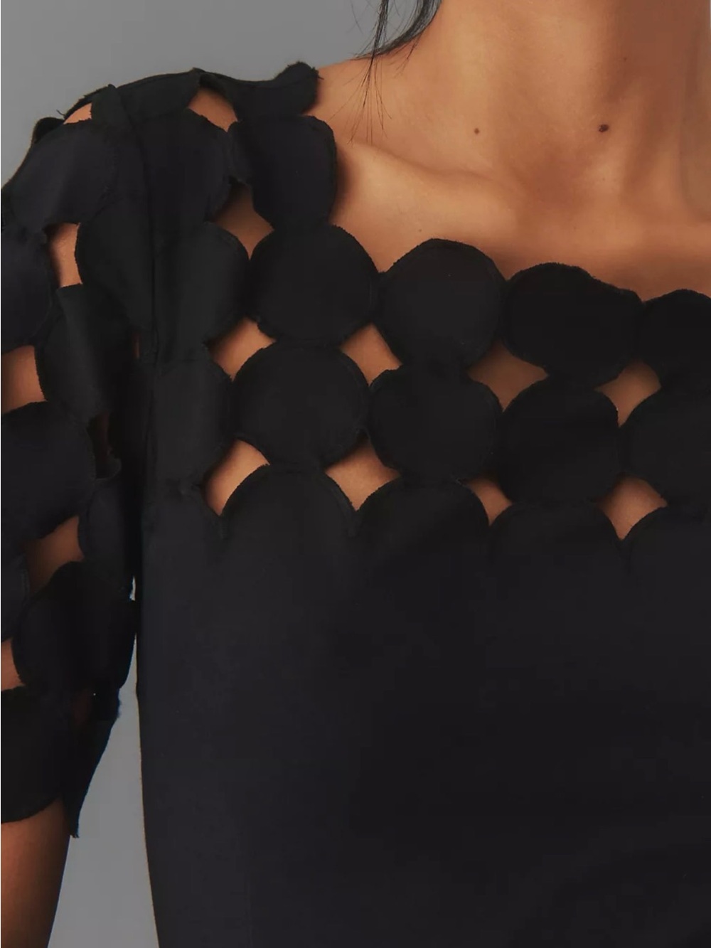 Anthropologie Cutwork Mini Shift Dress in black women’s Sz 12 NWT - Picture 2 of 10